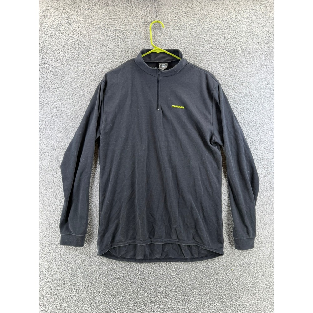 Performance‎ Cycling Jersey Mens Large Black Long Sleeve Quarter Zip Bike Shirt